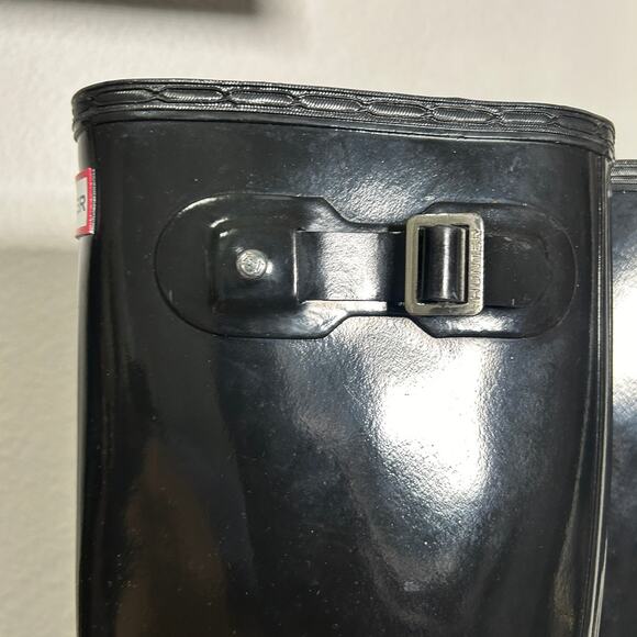 Hunter Original Tall Gloss Rain Boots Black Classic Black Women's Size 8 - Picture 11 of 13